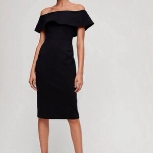 Babaton Ruslan off shoulder Black dress midi